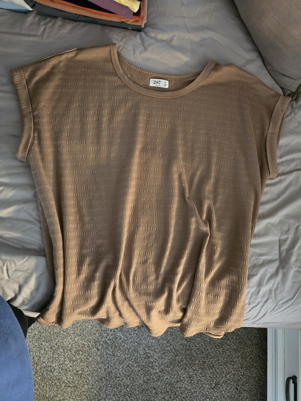 24/7 Maurices Women's Tan Short Sleeve Blouse